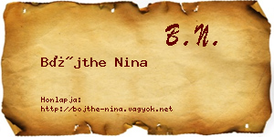 Bőjthe Nina névjegykártya